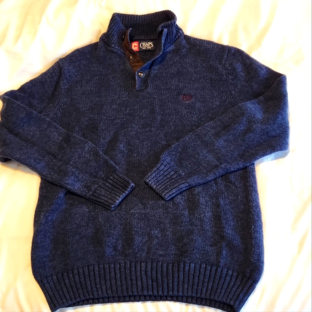 CHAPS long sleeve funnel neck men's sweater 100% cotton MEDIUM